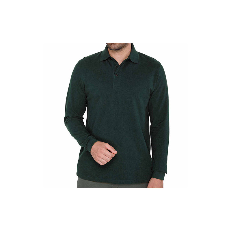 POLO MAILLE PIQUÉE MANCHES LONGUES VERT