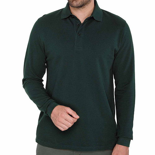 POLO MAILLE PIQUÉE MANCHES LONGUES VERT