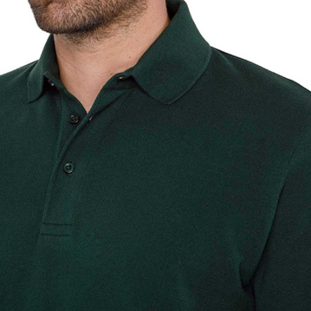 POLO MAILLE PIQUÉE MANCHES LONGUES VERT