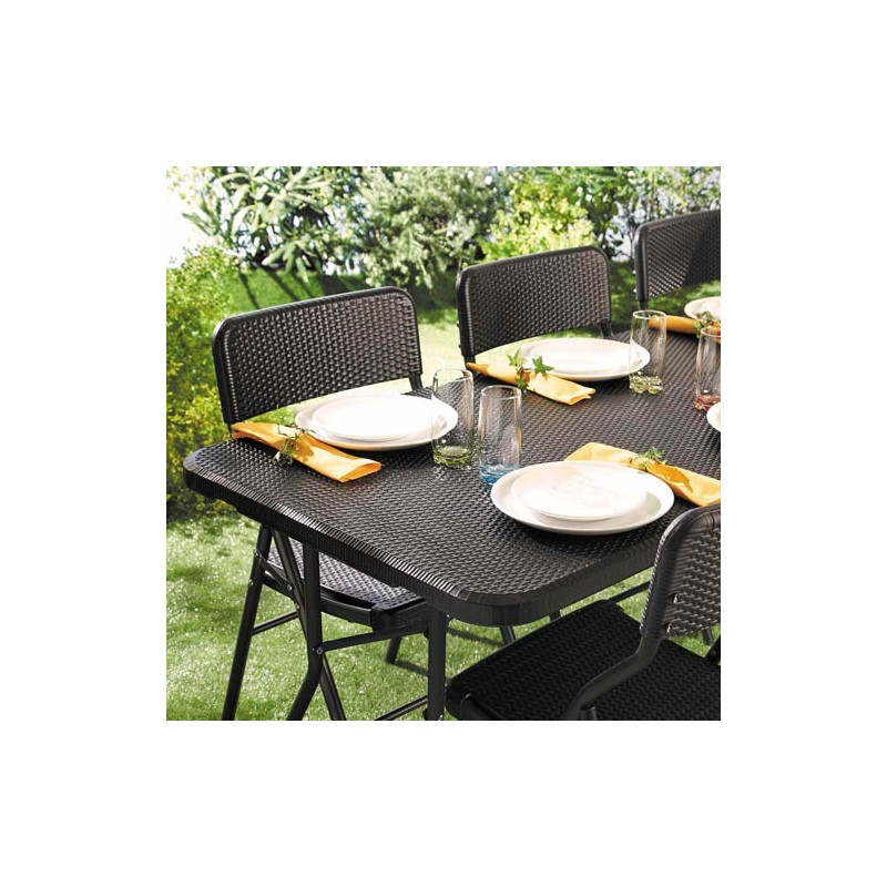 ENSEMBLE DE JARDIN "ROTIN" (1 table + 4 chaises)